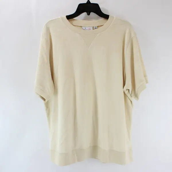 D&Co Women's 1X Butter Yellow Short Sleeve Soft Texture Shirt