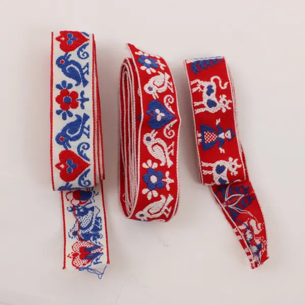 Lot of 7 Vintage Danish Nordic Jacquard Ribbons 9 Yards Total