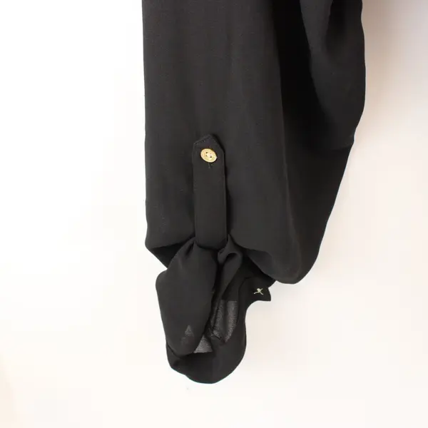 Maurices Women's XL Sheer Black Roll-Tab Sleeve Blouse Gold Hardware