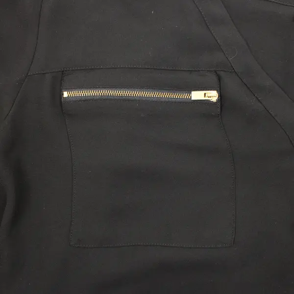 Maurices Women's XL Sheer Black Roll-Tab Sleeve Blouse Gold Hardware