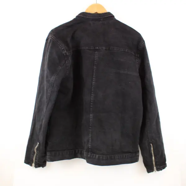 Women's XL Black Denim Jacket Asymmetrical Front Zipper