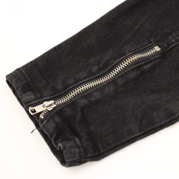 Women's XL Black Denim Jacket Asymmetrical Front Zipper
