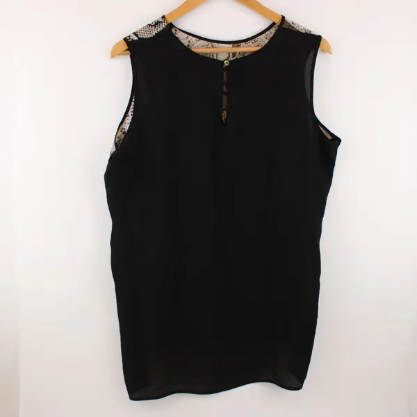 Vince Camuto Women's 1X Sleeveless Snakeskin Print Top Gray Black Neon Yellow