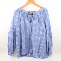 Tommy Hilfiger Women's XL Blue White Floral Woven Balloon Sleeve Top