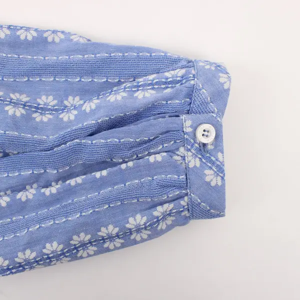 Tommy Hilfiger Women's XL Blue White Floral Woven Balloon Sleeve Top