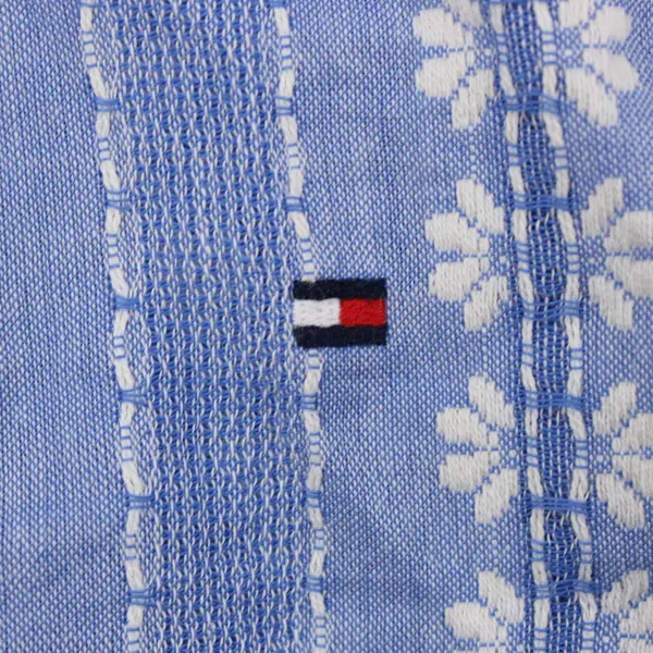 Tommy Hilfiger Women's XL Blue White Floral Woven Balloon Sleeve Top