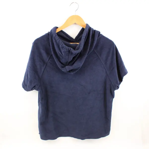 Time & Tru Women's Large 12-14 Navy Terrycloth Hooded Beach Cover-Up