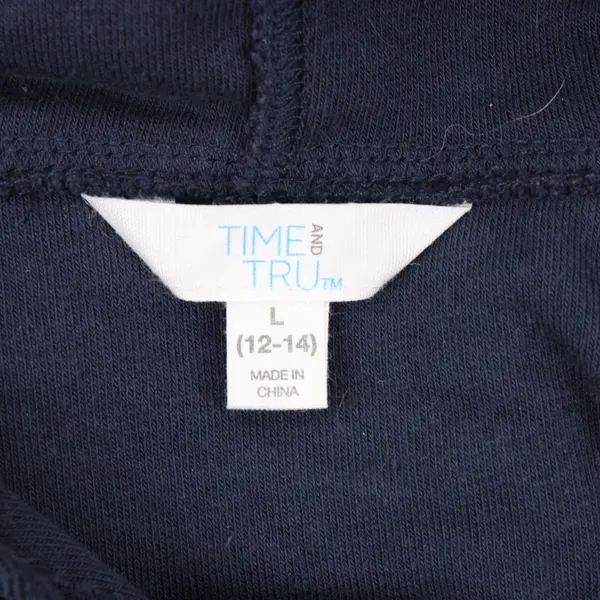 Time & Tru Women's Large 12-14 Navy Terrycloth Hooded Beach Cover-Up