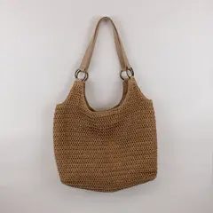 Crossi Tan Crocheted Woven Textured Handbag