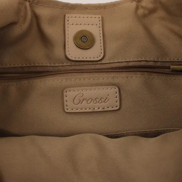 Crossi Tan Crocheted Woven Textured Handbag