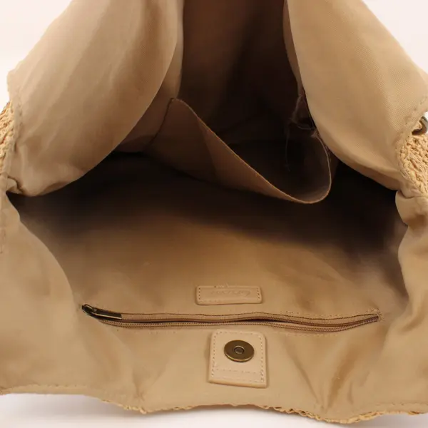 Crossi Tan Crocheted Woven Textured Handbag