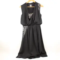 Vince Camuto Women's Black Sequin Sleeveless Midi Dress Size 6 FLAWED