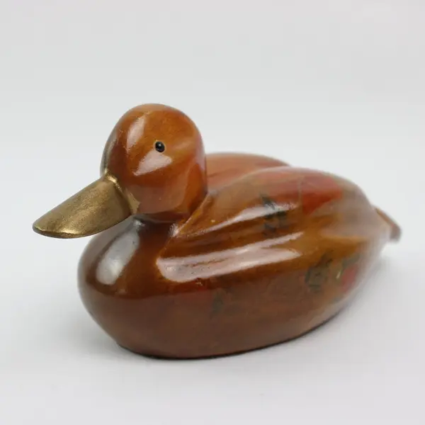 Hand Carved Wood Duck Decoy Figurine Sculpture Cabin Decor