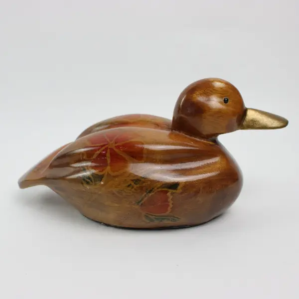 Hand Carved Wood Duck Decoy Figurine Sculpture Cabin Decor