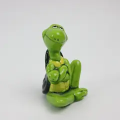 Vintage Glazed Ceramic Turtle Figurine Decorative Collectible