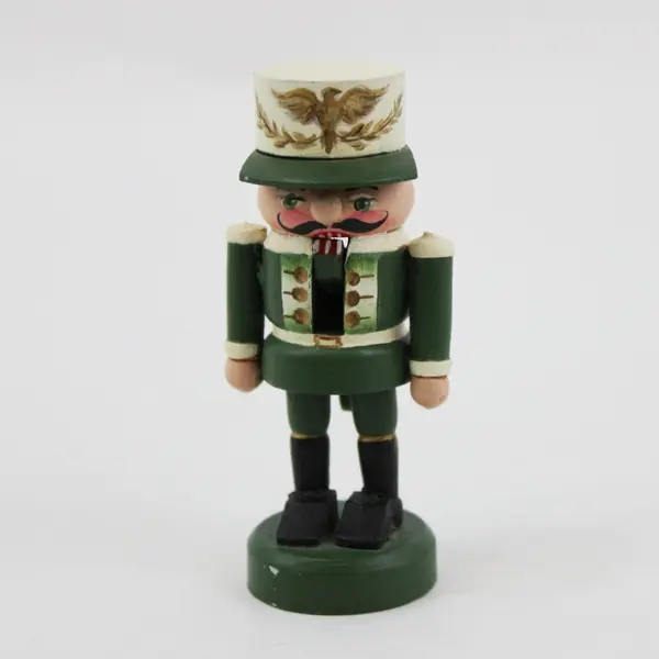 3-Inch Miniature Wooden Soldier Nutcracker Green Uniform White Cap