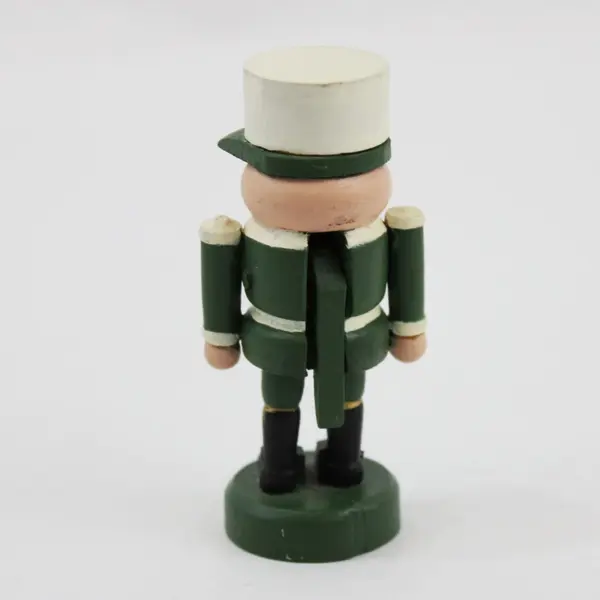 3-Inch Miniature Wooden Soldier Nutcracker Green Uniform White Cap