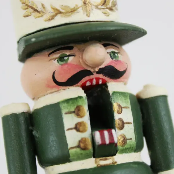 3-Inch Miniature Wooden Soldier Nutcracker Green Uniform White Cap