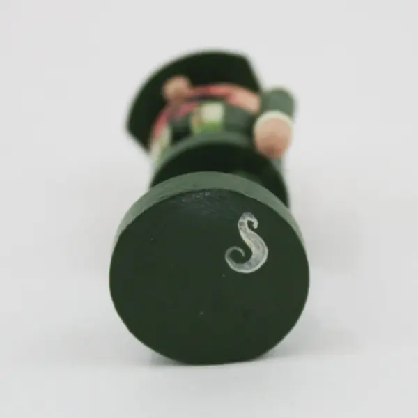 3-Inch Miniature Wooden Soldier Nutcracker Green Uniform White Cap