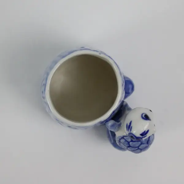 Hand Painted Delft-Style Ceramic Turtle Toothpick Holder Blue White