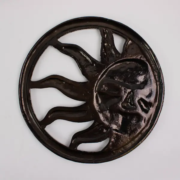 Cast Iron Sun Face Wall Decor Medallion 11.5 Inch Round