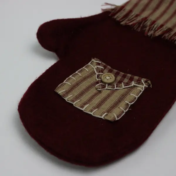 Lot of 2 Handmade Christmas Ornaments Snowman Mitten Stocking Felt