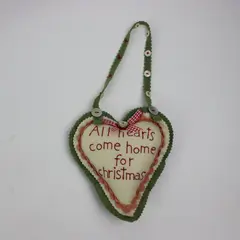 All Hearts Come Home For Christmas Heart Ornament Embroidered Fabric