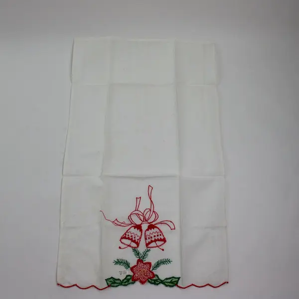 Set of 4 Embroidered Christmas Bells Cloth Napkins 12 x 18 100% Cotton