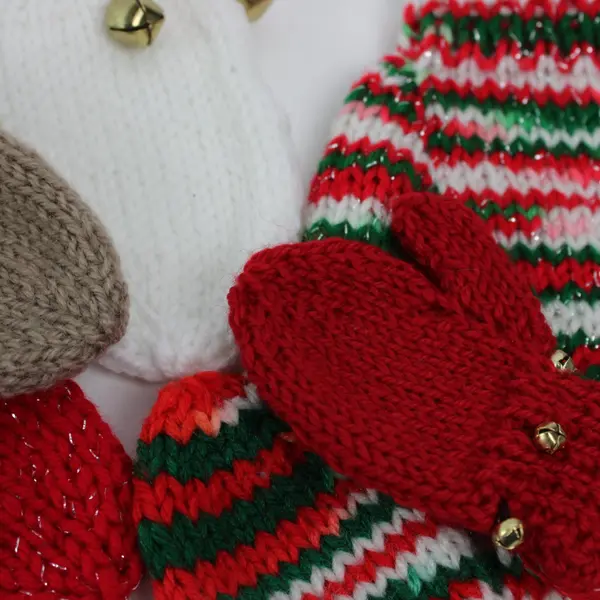 Lot of 8 Handmade Christmas Mitten Ornaments Mixed Colors Crochet Knit