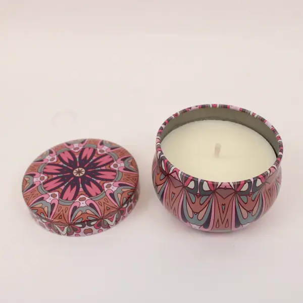 Rose Sandalwood Scented Candle Decorative Patterned Tin New