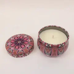 Rose Sandalwood Scented Candle Decorative Patterned Tin New