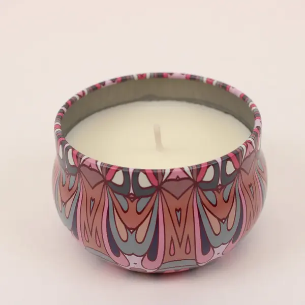 Rose Sandalwood Scented Candle Decorative Patterned Tin New