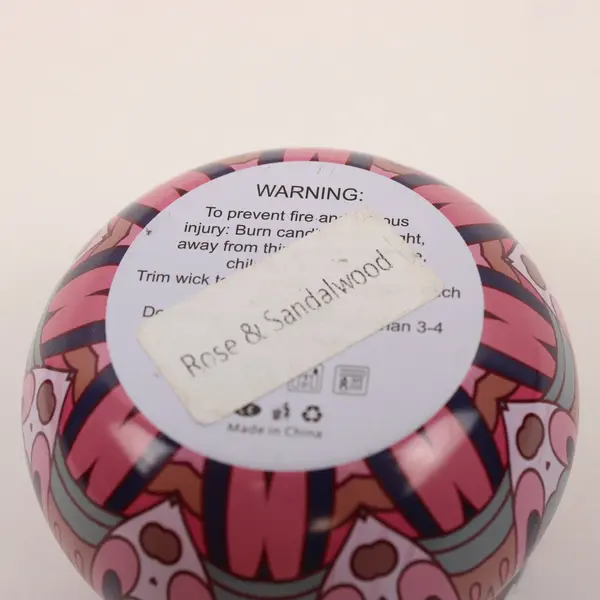 Rose Sandalwood Scented Candle Decorative Patterned Tin New