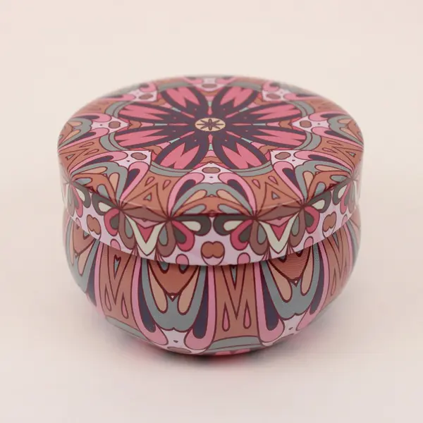 Rose Sandalwood Scented Candle Decorative Patterned Tin New