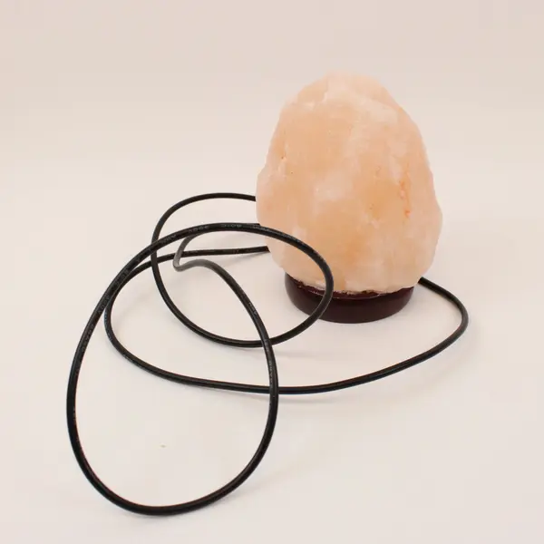 Natural Himalayan Salt Lamp USB Cord Wood Base Warm Glow Untested