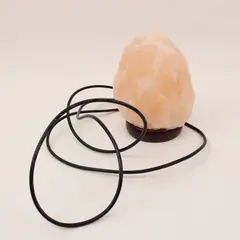 Natural Himalayan Salt Lamp USB Cord Wood Base Warm Glow Untested