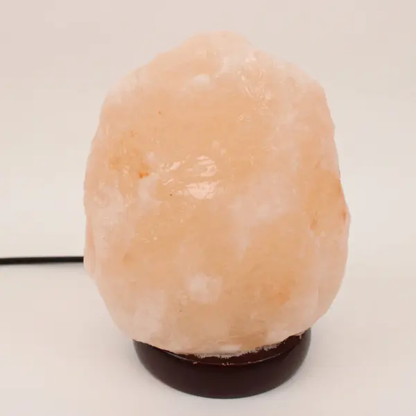 Natural Himalayan Salt Lamp USB Cord Wood Base Warm Glow Untested