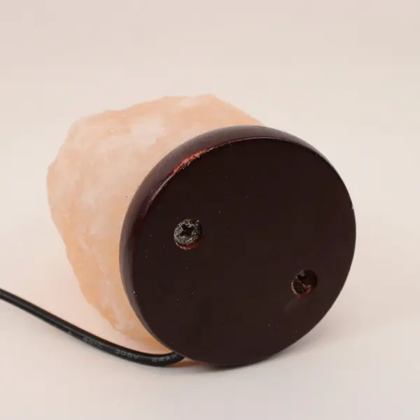 Natural Himalayan Salt Lamp USB Cord Wood Base Warm Glow Untested