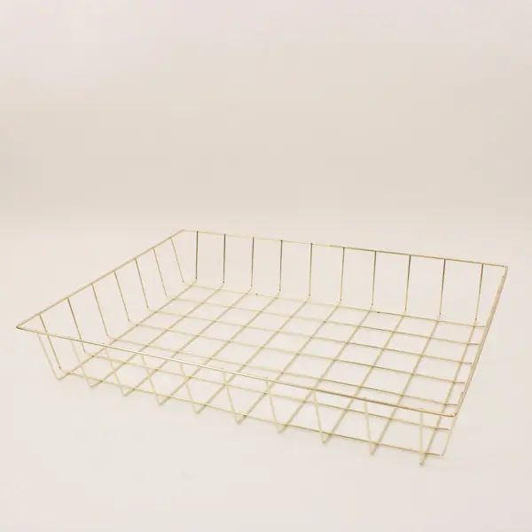 Gold Metal Wire Letter-Size File Trays Set of 3 Desk Organizer