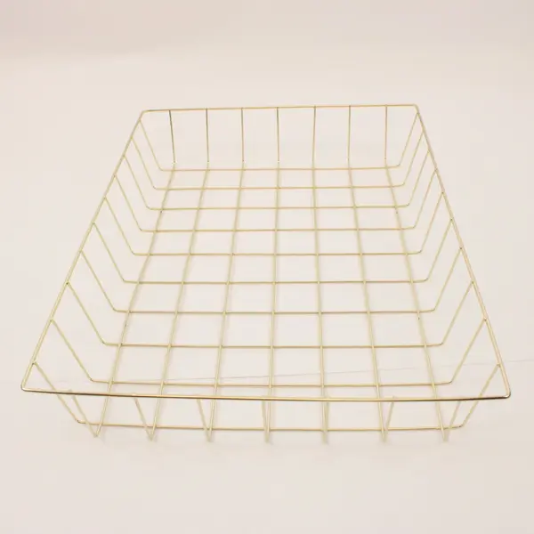 Gold Metal Wire Letter-Size File Trays Set of 3 Desk Organizer