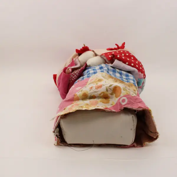 Snowman Christmas Figurine Red Hat Scarf Patchwork Basket Decoration