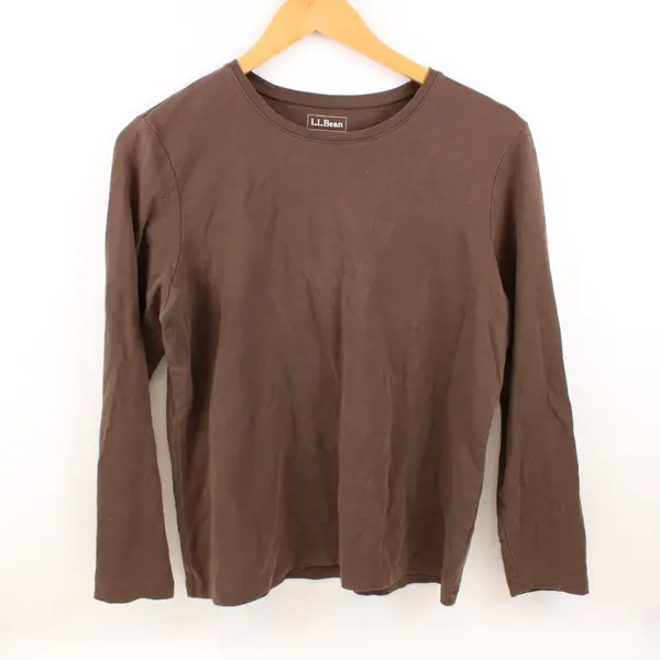 L.L. Bean Women's Large Brown Cotton Long Sleeve T-Shirt