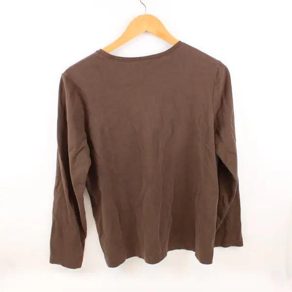L.L. Bean Women's Large Brown Cotton Long Sleeve T-Shirt