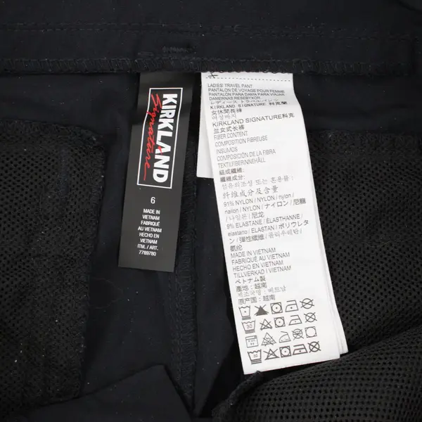Kirkland Signature Women's Black Cargo Travel Pants Size 6 7789780 Multi-Pocket