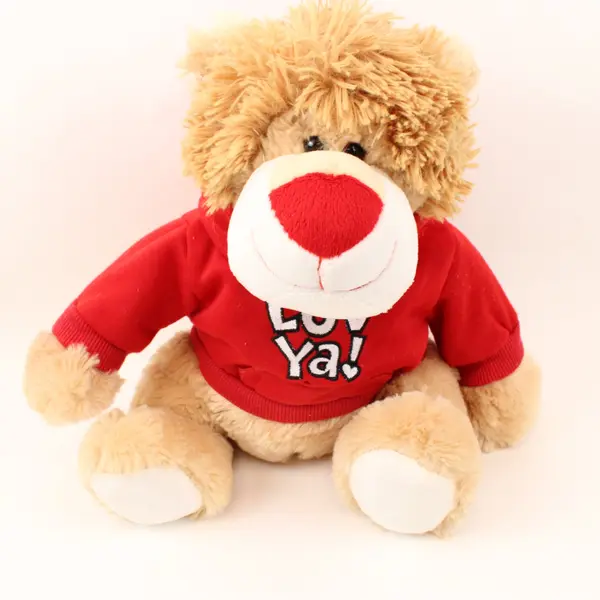 Lion Plush Red Sweatshirt LOL Ya Sitting Stuffed Animal