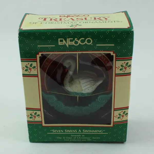 Vintage 1991 Enesco Treasury of Christmas Ornaments - "Seven Swans A Swimming"