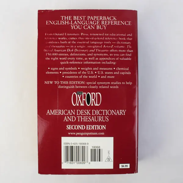 The Oxford American Desk Dictionary and Thesaurus 2nd Edition 2001 PB 