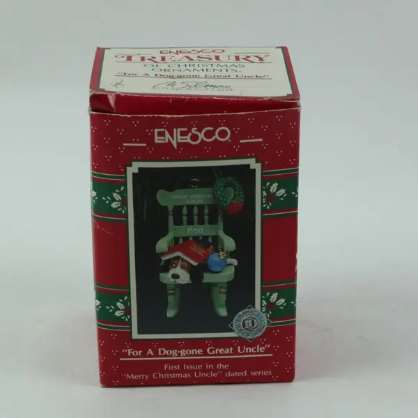 Enesco For a Dog-Gone Great Uncle Dog Rocker Christmas Ornament 5in New