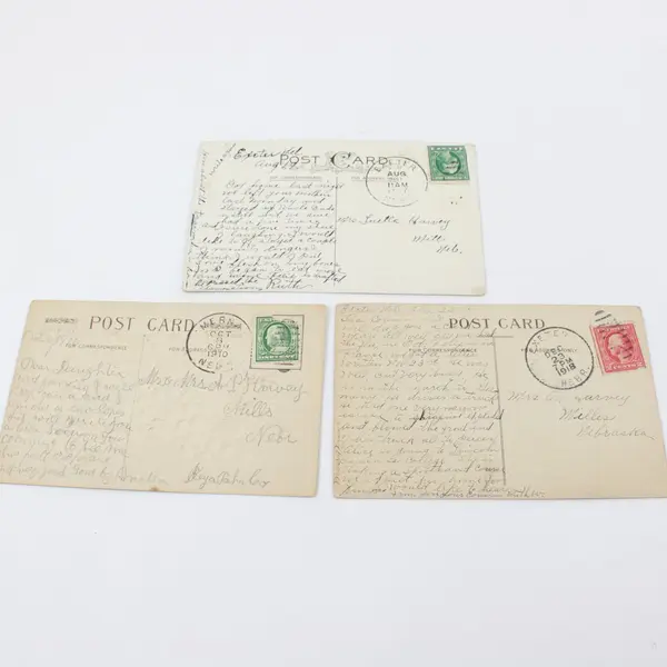 Lot of 3 Vintage Postcards 1909 My Fond Greetings Floral Landscape