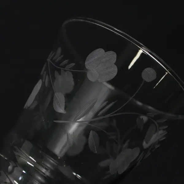 Vintage Rock Sharpe Halifax Crystal Water Goblet 8" Etched Floral Chip